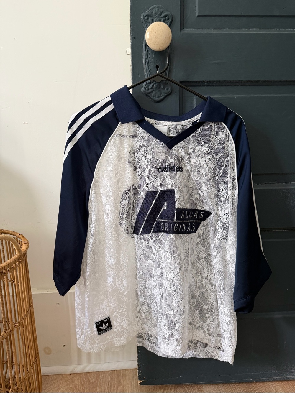 Adidas Originals Lace Jersey Oversized #3 Navy White